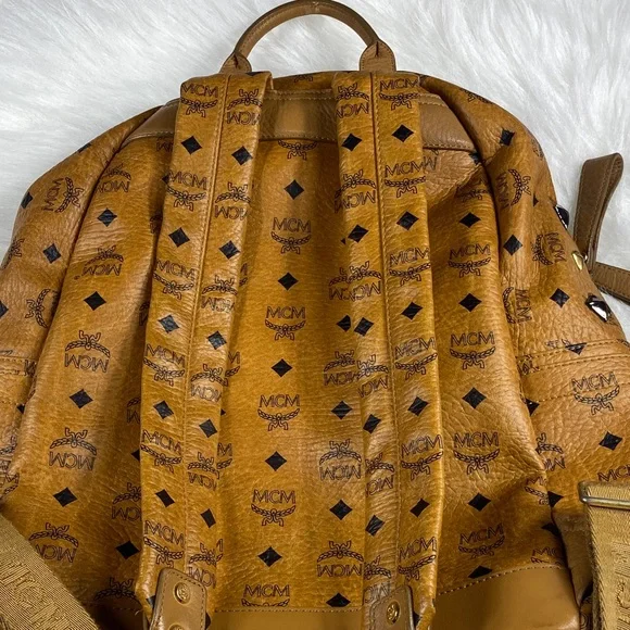MCM Tan and Gold Studded Backpack - Picture 10 of 16